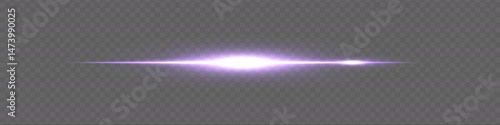 Soft purple flare line with subtle glow on transparent background. Minimalist light effect for sci-fi or tech design.