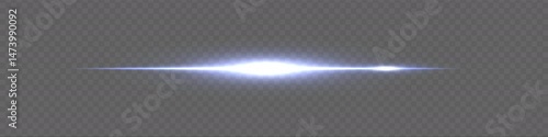 Soft Blue flare line with subtle glow on transparent background. Minimalist light effect for sci-fi or tech design.