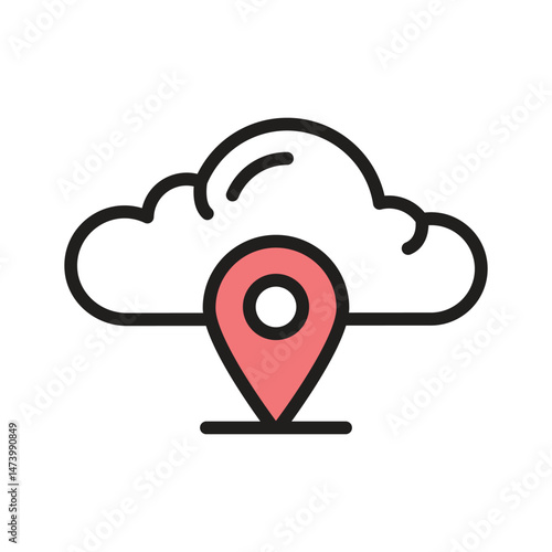 A cloud with a location pin, symbolizing localized weather updates.