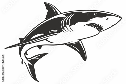 bull shark sihouette black vector