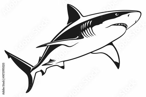 bull shark sihouette black vector