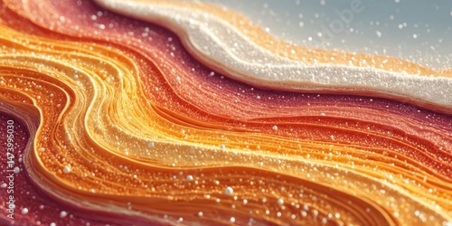 Abstract Fluid Art with Red and Orange Swirls and Waves