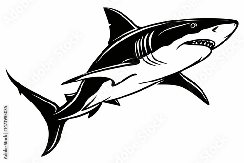 bull shark sihouette black vector