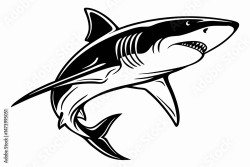 bull shark sihouette black vector