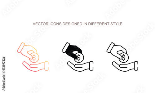 Giving Money icon design with white background stock illustration
