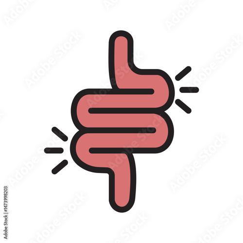 Intestine icon. Bowel symbol. Human anatomy, guts or intestinal tract vector illustration.