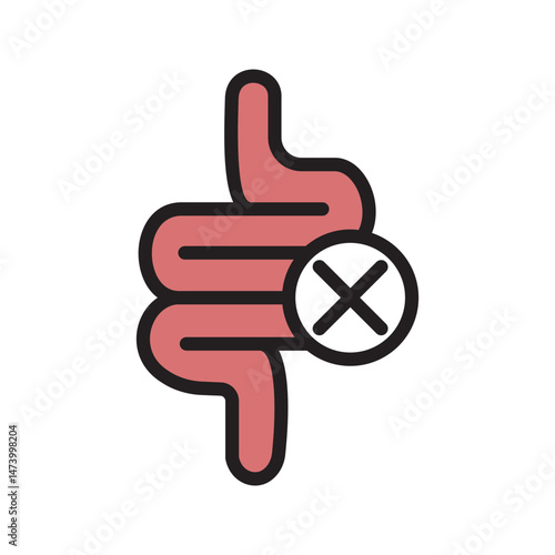 Intestine icon. Bowel symbol. Human anatomy, guts or intestinal tract vector illustration.
