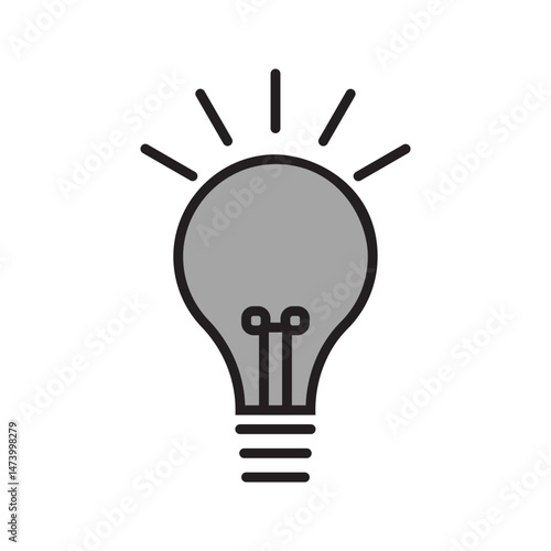 A set of light bulb icons on white background. Idea symbol. Electric lamp, light, innovation, solution, creative thinking, electricity.