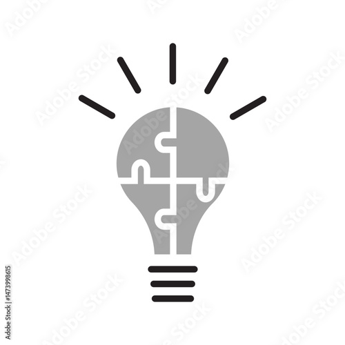 A set of light bulb icons on white background. Idea symbol. Electric lamp, light, innovation, solution, creative thinking, electricity.