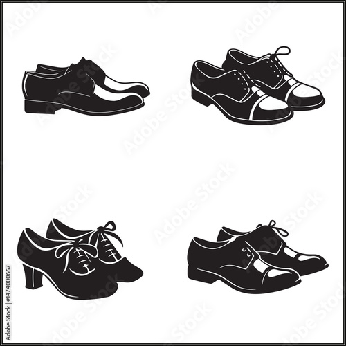 Tap Shoes Silhouette Set Clipart