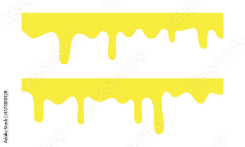 Yellow dripping on white. Seamless pattern of liquid honey droplets.