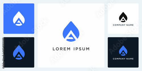 Letter A logo with waterdrop