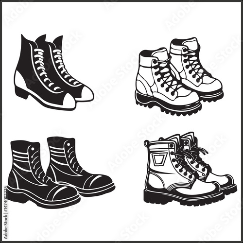 Hiking Boots Silhouette Clipart
