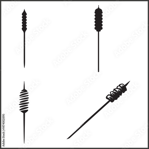 BBQ Skewer Silhouette Set Clipart