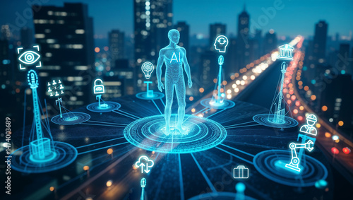 AI and innovation future growth .New technology trends. innovation and technology transform.Process management using artificial intelligence.