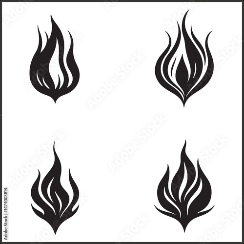 Flame Silhouette Set Clipart