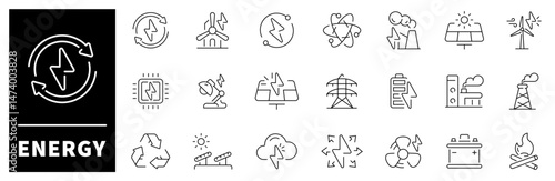 Energy vector icons. Energy icon set. Power, renewable, ecology, electricity, energy related icon set.