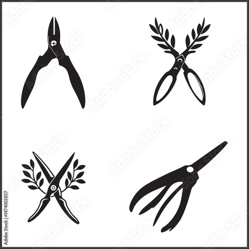 Garden Shears Silhouette Set Clipart