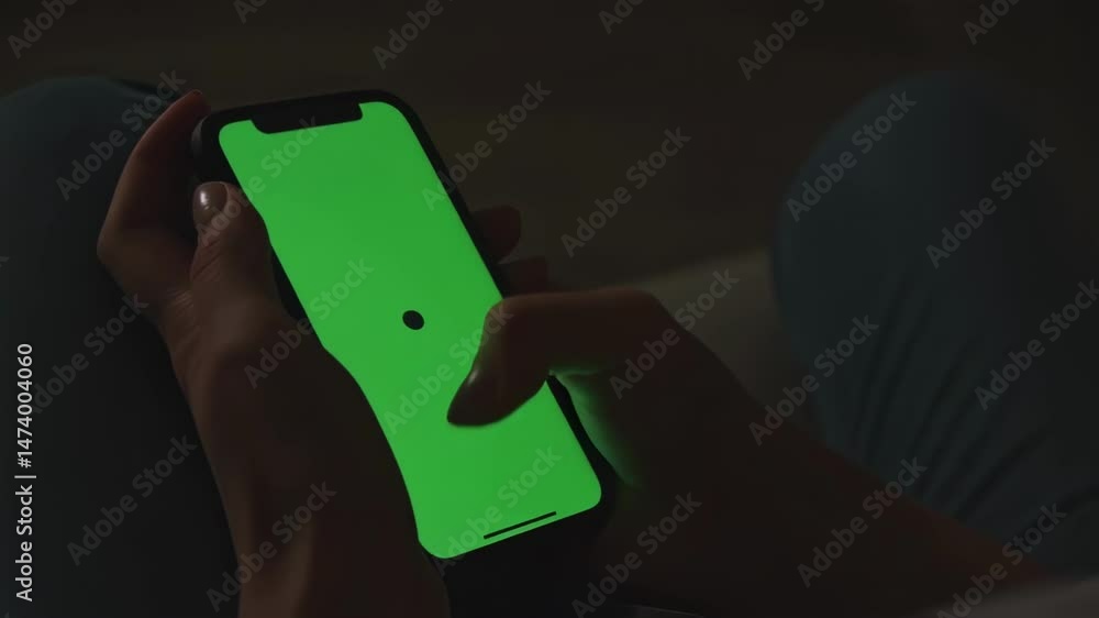 Green Screen Smartphone Use in Dim Lighting. Scrolling Smartphone. Green Screen Smartphone Use in Dim Lighting. Scrolling Smartphone.