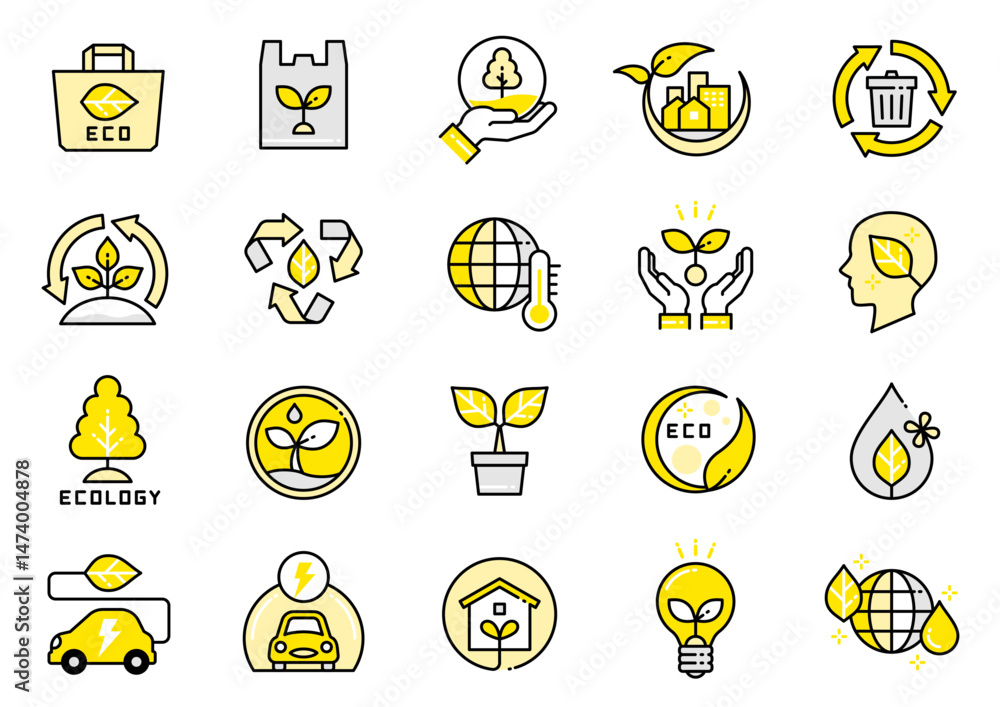 Fototapeta premium エコロジーアイコン09 Hotel Amenities icons