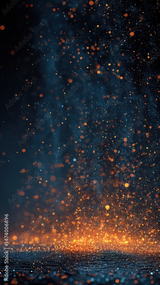 Obraz premium Celestial Spark: A mesmerizing dance of luminous particles against a deep cosmic canvas, evoking a sense of mystery, wonder, and the vastness of the universe.
