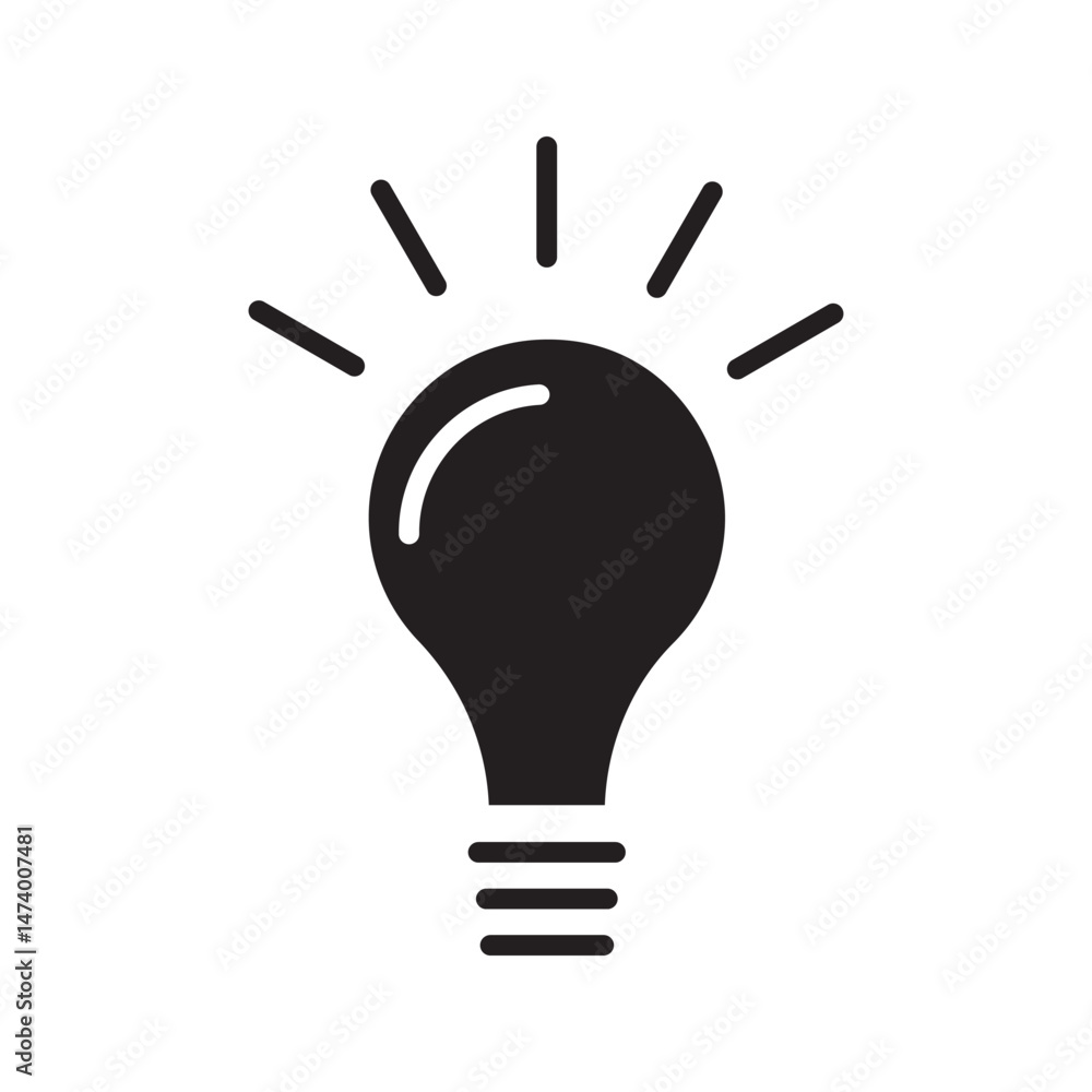 light bulb icon on white background. Idea symbol. Electric lamp, light, innovation, solution, creative thinking, electricity. light bulb icon on white background. Idea symbol. Electric lamp, light, innovation, solution, creative thinking, electricity.