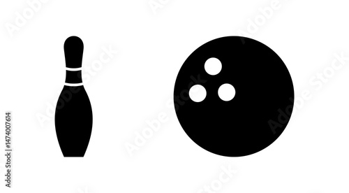 Bowling icon vector. bowling ball and pin sign and symbol.