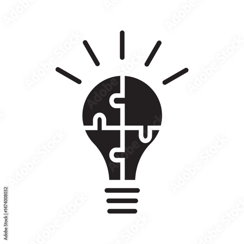 light bulb icon on white background. Idea symbol. Electric lamp, light, innovation, solution, creative thinking, electricity.