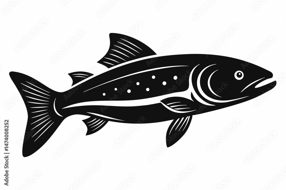 Fototapeta premium trout sihouette black vector