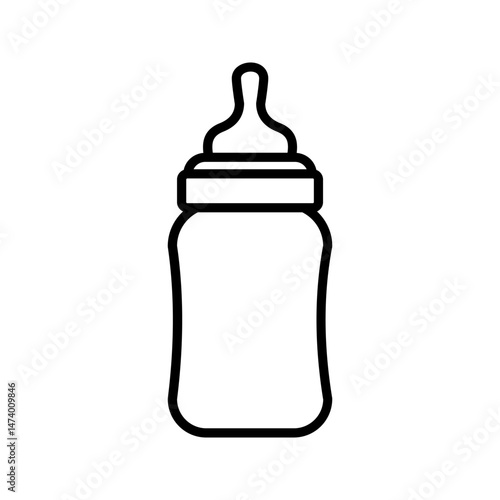 Baby milk bottle doodle hand drawn icon. Outline drawing baby milk bottle line clipart symbol. simple white background