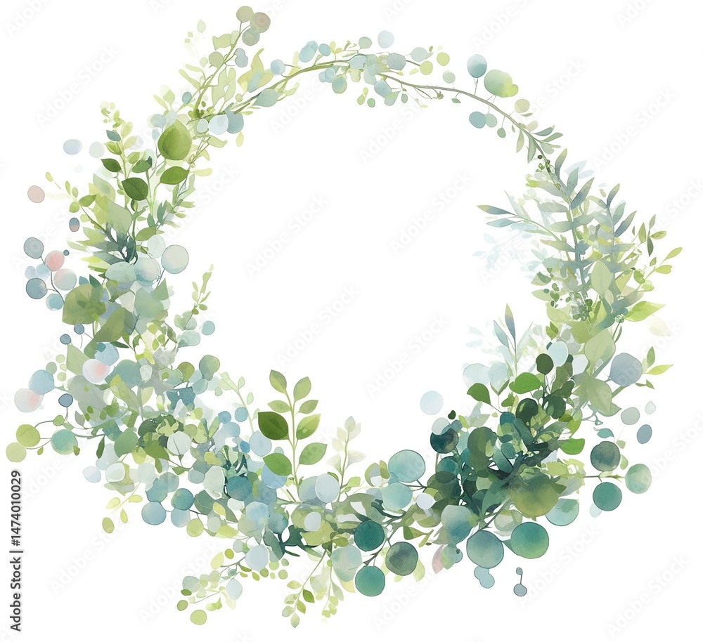 Fototapeta premium A wreath composed of leaves, used as a design element for wedding celebrations, home decoration, gift wrapping, and invitation cards.