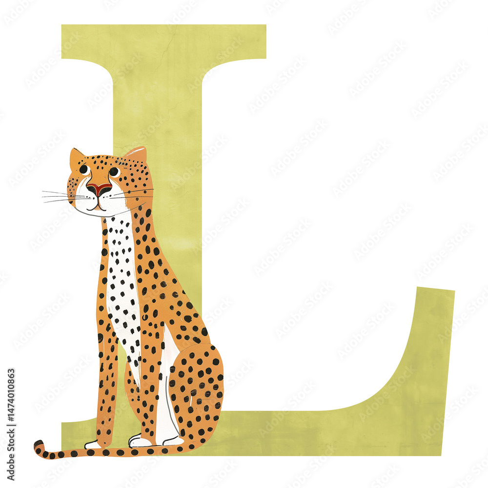 Obraz premium Letter L png animal character alphabet, transparent background