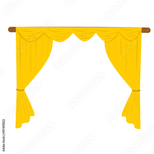 Illustration of elegant yellow window curtains 