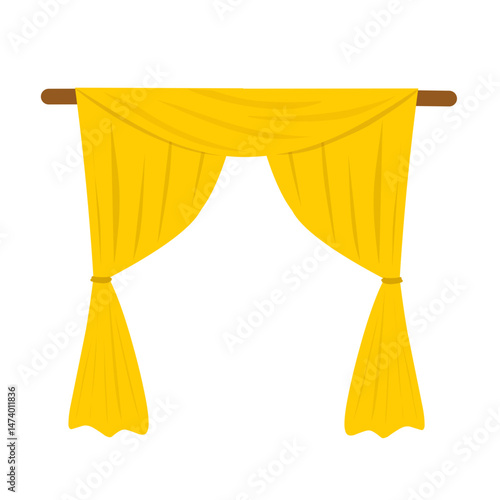 Illustration of elegant yellow window curtains 