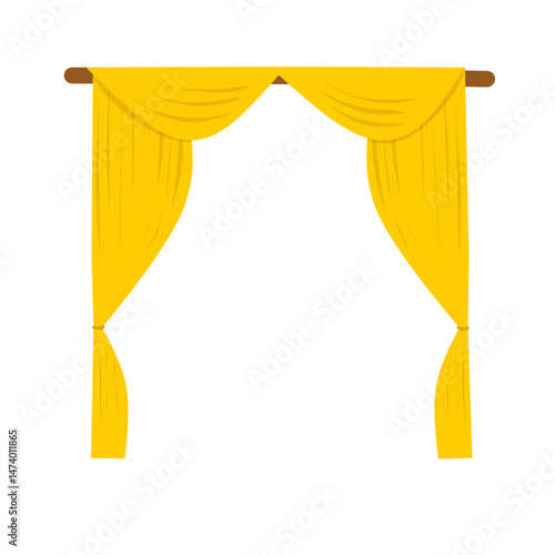 Illustration of elegant yellow window curtains 