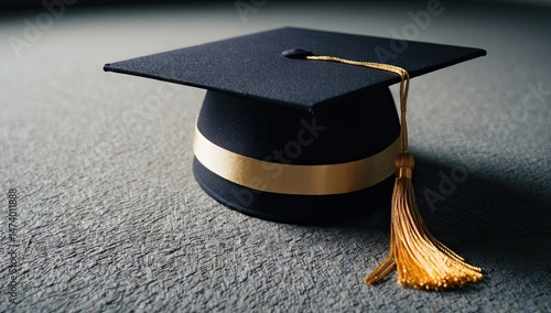 Wallpaper Mural Graduation Cap with a Yellow Tassel Resting on a Textured Surface Torontodigital.ca