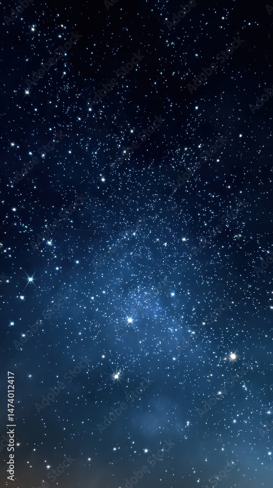 Fototapeta premium Celestial Symphony: A mesmerizing night sky explodes with a breathtaking array of stars, creating a cosmic tapestry of awe-inspiring beauty. 