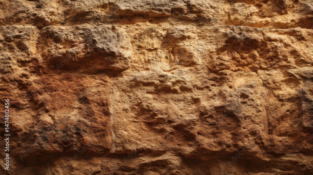 Fototapeta premium Sandstone wall with rough texture, a testament to nature's timeless artistry