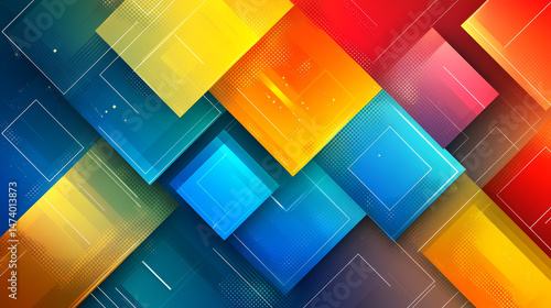 Abstract geometric pattern of overlapping squares in vibrant colors (4)