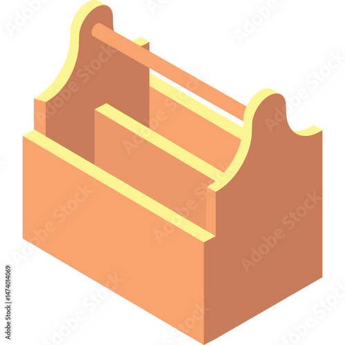 Toolbox icon. Empty wooden tool box vector isolated on white background. Container from wood material. Equipment for repair construction instrument and carpenter supply