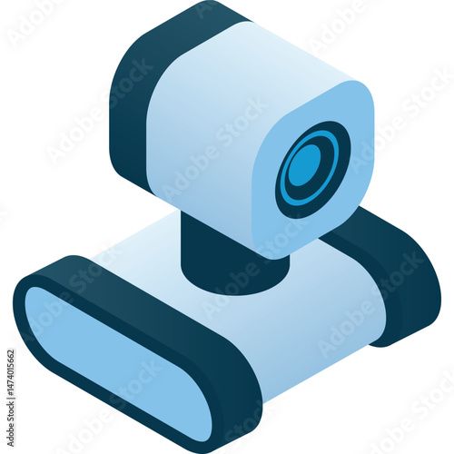 Robot for housekeeping household 3d vector icon. Servant humanoid, artificial intelligence machine
