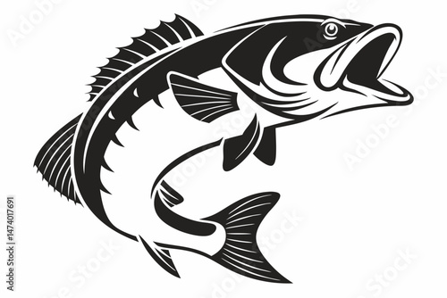 bass fish silhoette black vector