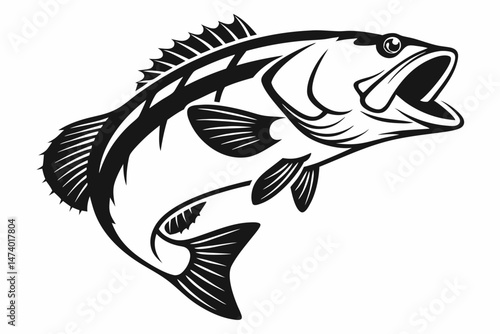 bass fish silhoette black vector