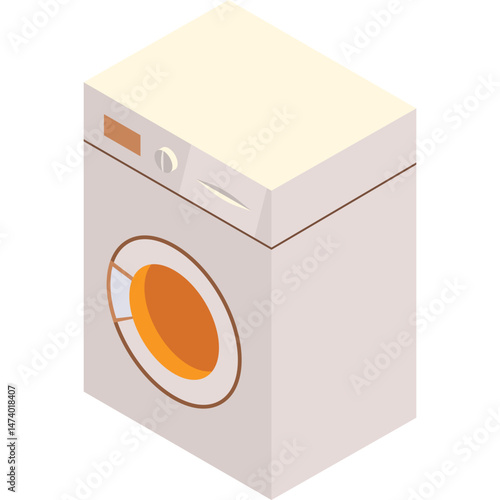 Washing machine vector laundry 3d icon isolated on white background. Home appliance or equipment for laundromat