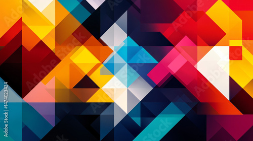 Abstract geometric pattern of overlapping vibrant triangles