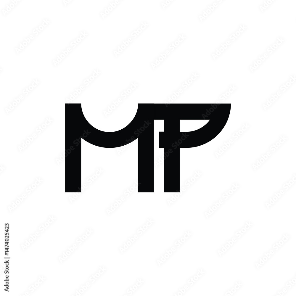 Fototapeta premium MP monogram logo design letter text name symbol monochrome logotype alphabet character simple logo