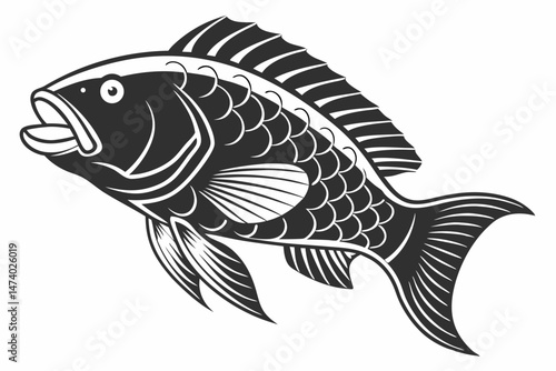 parrotfish sihouette black vector