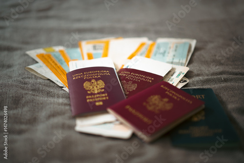Fotografie passports with boarding passes Polish nationality