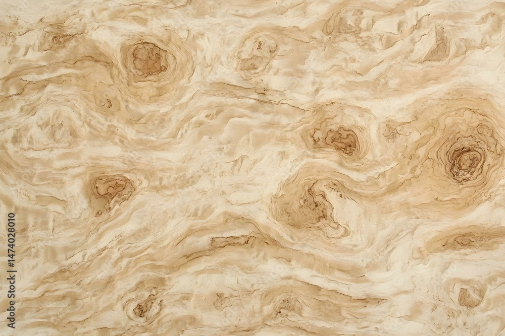 Obraz premium Rustic Burl Wood Veneer Surface Showcasing a Symphony of Organic Patterns and Timeless Elegance