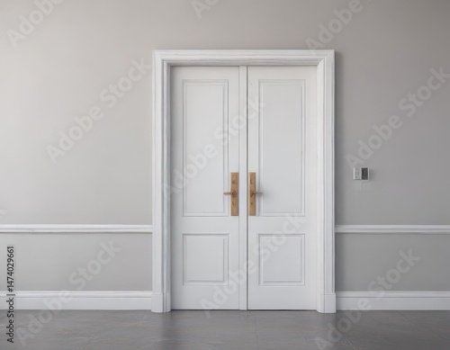 White door collection, various states, crisp backdrop ,  closed,  light,  open
